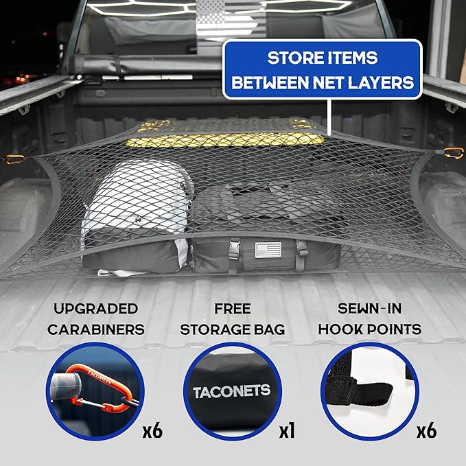 Upgraded Highly Elastic Cargo Net, USA Company, Simple Truck Bed Cargo Mesh - Image 2