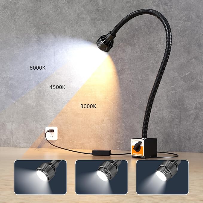Magnetic Work Light, Three-ColorTemperature, 1320 Lumen 120v FlexibleGooseneck - Image 2