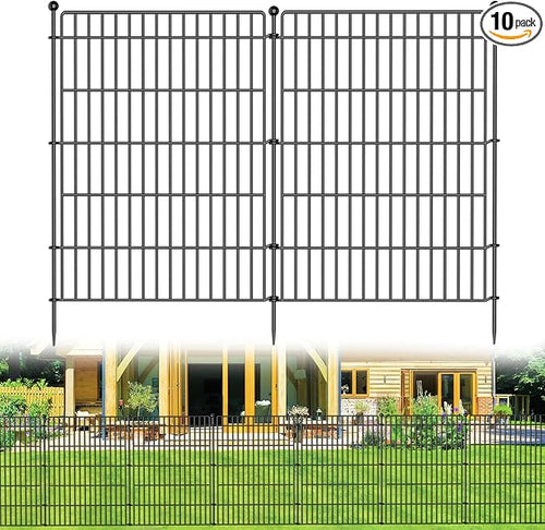 10 Panels No Dig Garden Fence Animal Barrier, 44in × 23.6ft Decorative Metal by OutdoorFence