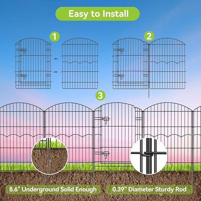 Decorative Garden Fence 12 Panels 29.6ft×38in No Dig Animal Barrier Fencing - Image 3