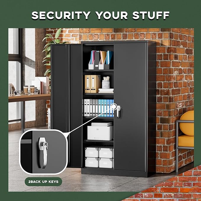 Greenvelly 72" H Metal Storage Cabinet, Lockable Steel Cabinets - Image 7