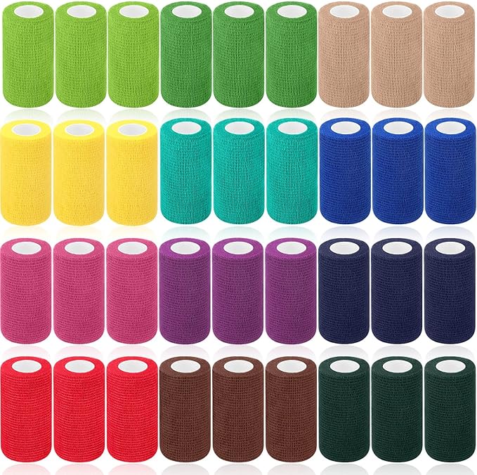 Treela 36 Pcs Self Adherent Bandage 4" X 5 Yard Wrap Breathable Cohesive by Treela