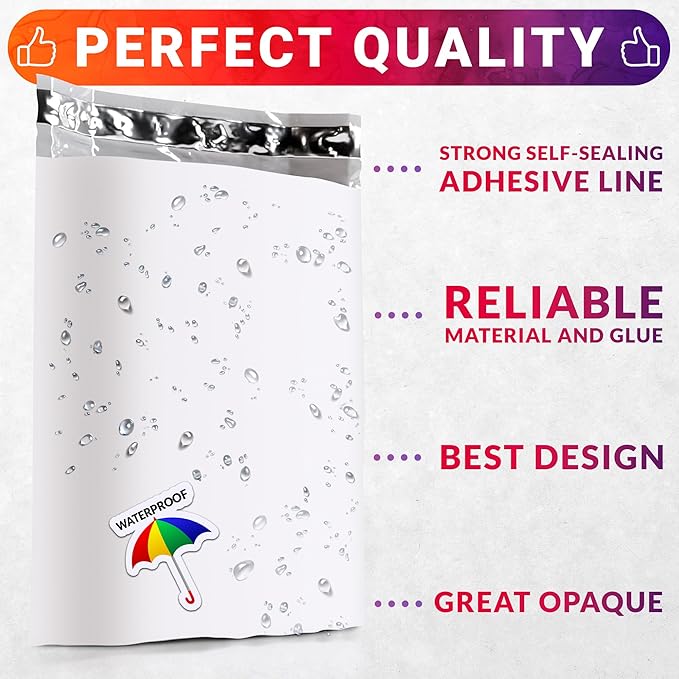 ABC PACK & SUPPLY White Gusseted Poly Mailers, 2.5 Mil. Plastic Shipping Bags - Image 4