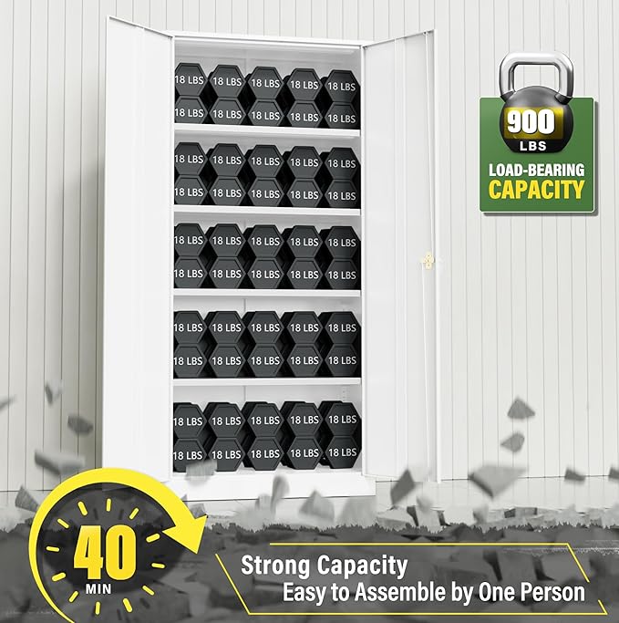 Greenvelly Metal Garage Storage Cabinet - Image 5