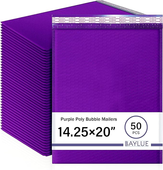 Purple Bubble Mailers #7 Extra Large Poly Mailers 14.5x19 Inch. Bubble Lined by BAYLUE