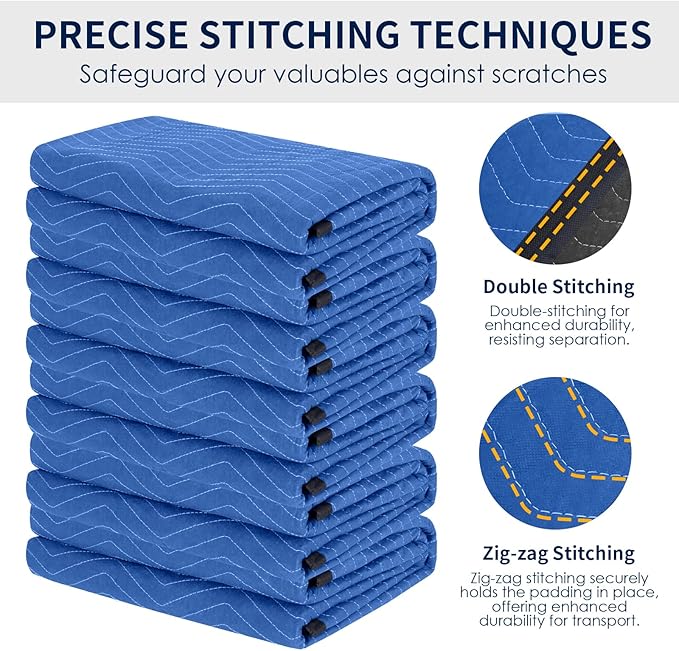 Moving Blankets 12 Packs, Extra Large 80"x72" Furniture Moving Pads, Reusable - Image 4