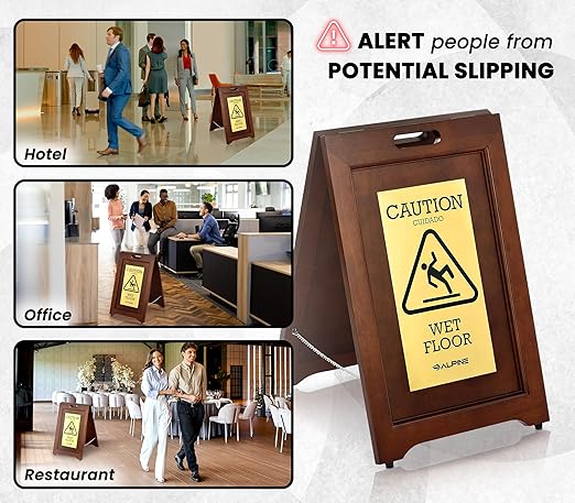 Wooden Caution Wet Floor Sign Slippery A-Frame - Image 7
