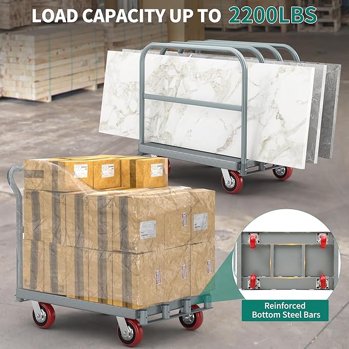 YITAHOME 2-in-1 Steel Panel Truck Cart 2200 LBS, Heavy Duty Platform Truck Carts - Image 3