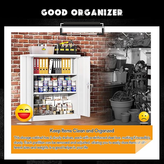 Greenvelly Metal Garage Storage Cabinet, Lockable Metal Cabinets - Image 7