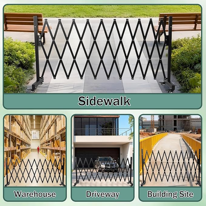 11 FT 44" High Industrial Metal Expandable Barricade，Retractable Traffic Fence - Image 4