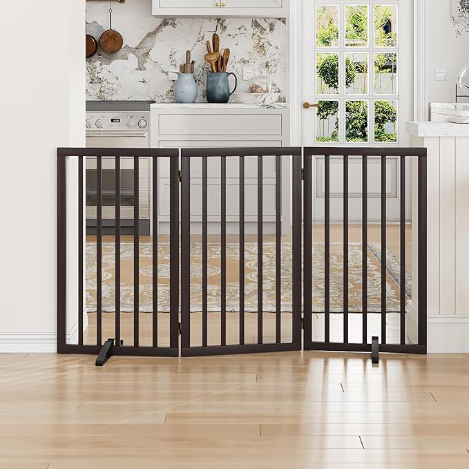 Dog Gate for Doorways 32" Tall Freestanding Dog Gate for Stair Foldable Pet by MinoKesper