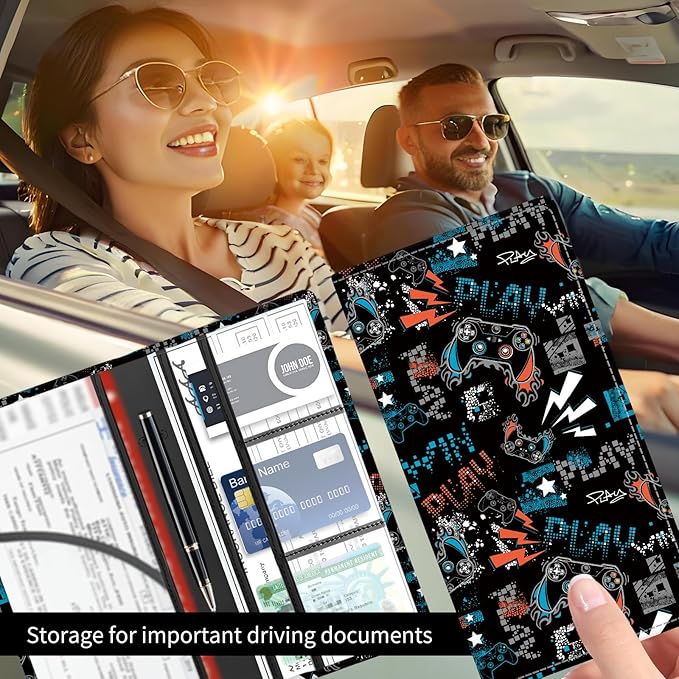 Premium Car Registration and Insurance Card Holder, Cute PU Leather Car - Image 2