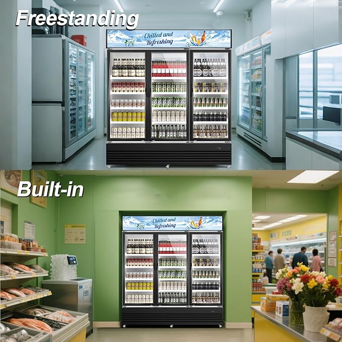Tylza Commercial Refrigerator, Three Glass Door Display Beverage Fridge - Image 9