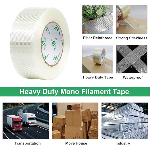 BOMEI PACK Filament Strapping Tape, 5.5 Mil 2 Inch x 60 Yards, Heavy Duty - Image 4