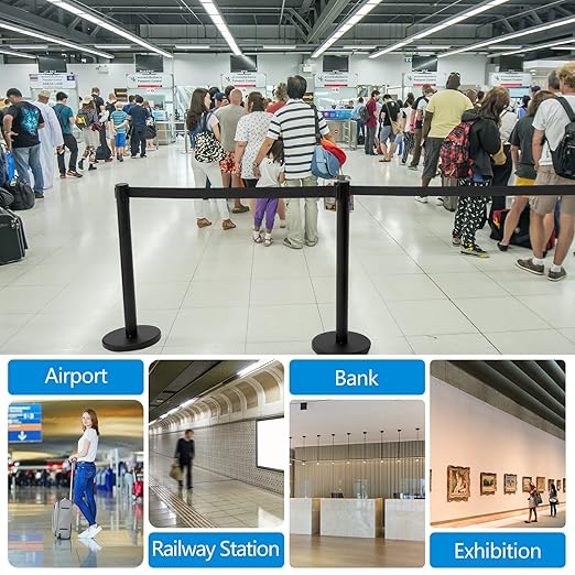 Geelin 6 Pack 6.6ft Heavy Duty Crowd Control Stanchions Stainless Steel - Image 6