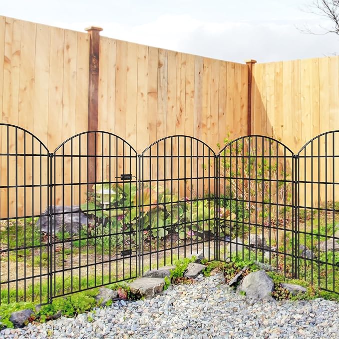 Metal Garden Fence with Gate 42in x 23.3ft, 1 Gate+ 9 Panels Dog Fence Border - Image 4