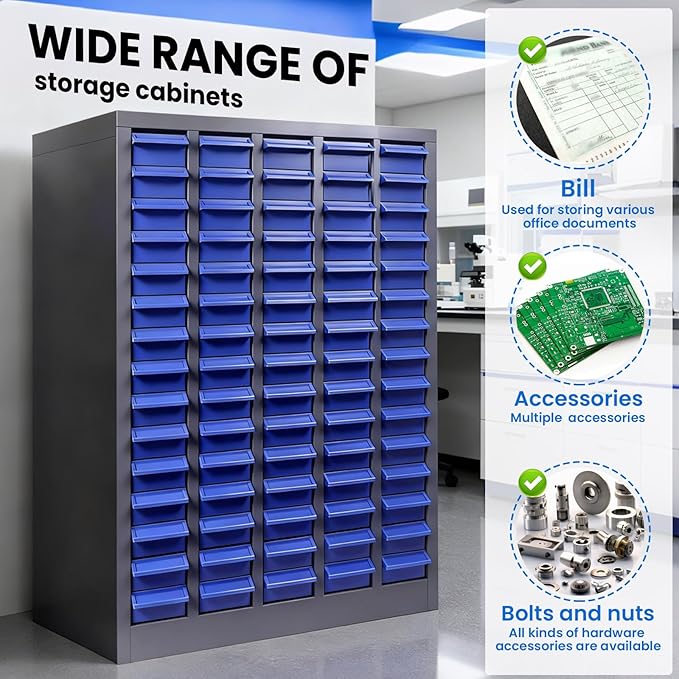 75 Drawer Heavy Duty Parts Cabinet, 2mm Steel Frame & ABS Drawers - Image 3