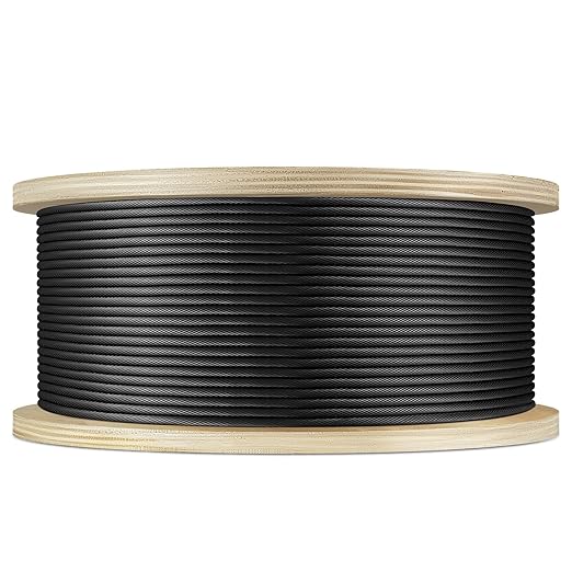 3/16" Black T316 Stainless Steel Cable, 500FT Marine Grade Black Wire Rope by Unknown