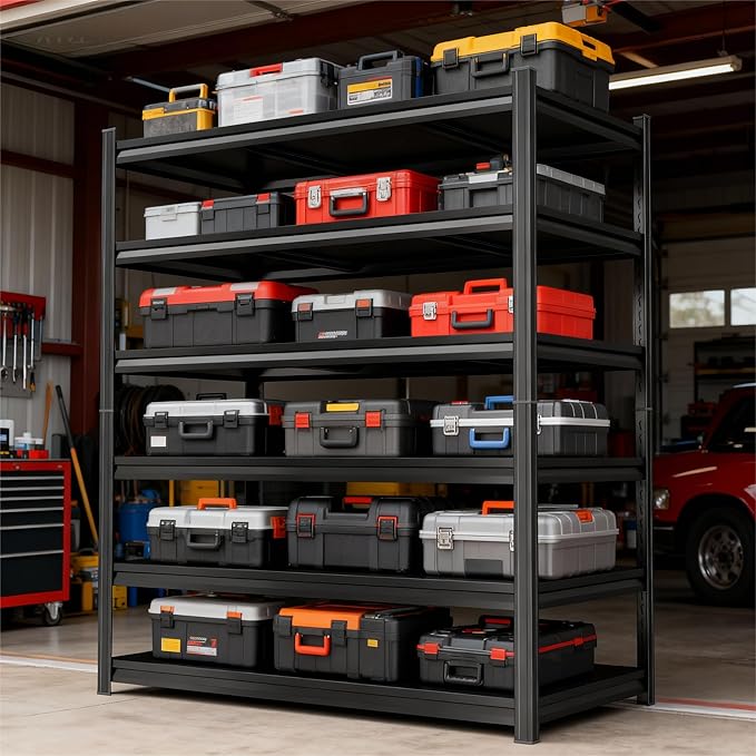 6-Tier Garage Shelves, Metal Shelving Unit, Adjustable Storage Shelves Heavy - Image 2