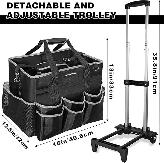 Large Rolling Cleaning Caddy Bag, Cleaning Caddy - Image 6