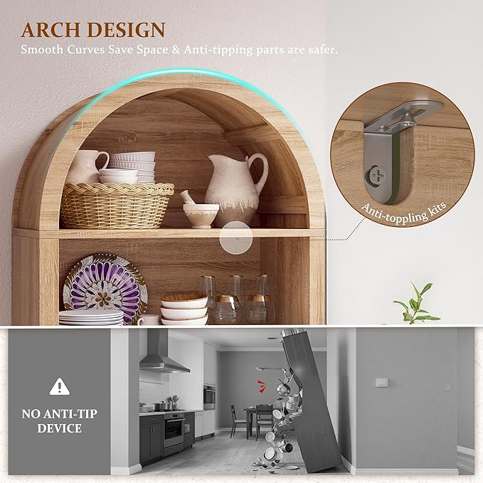 Arched Storage Cabinet, 5-Tier Pantry Cabinet - Image 4
