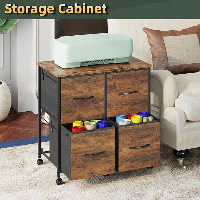 4 Drawer Lateral File Cabinet, Mobile Filing Cabinet - Image 9