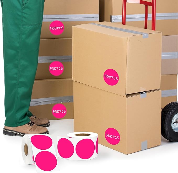 2 Inch Fluorescent Pink Circle Stickers 500 Pcs, Permanent Color Coding Dots - Image 4