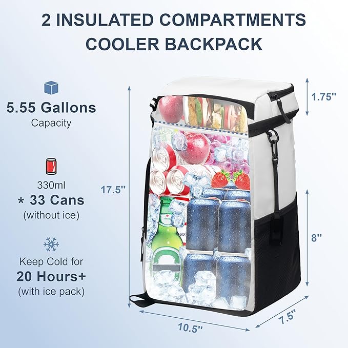 SPARTER Backpack Cooler Insulated Leak Proof 33/49 Cans, 2 Insulated - Image 2