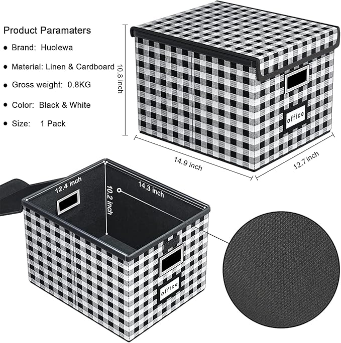 Huolewa Decorative Collapsible File Storage Organizer Boxes - Image 3