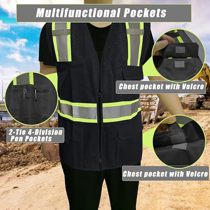 BeautyWill Custom Safety Vest Customized Logo Class 2 High Visibility - Image 4