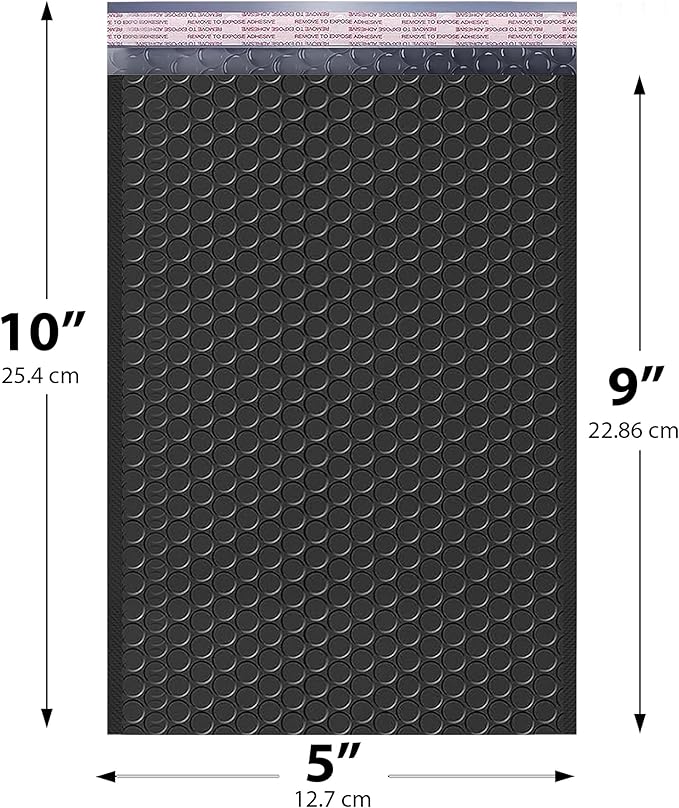 Black Small Bubble Mailers 4x8 Inch #000 | Thick Padded Poly Bubble Mailer - Image 2