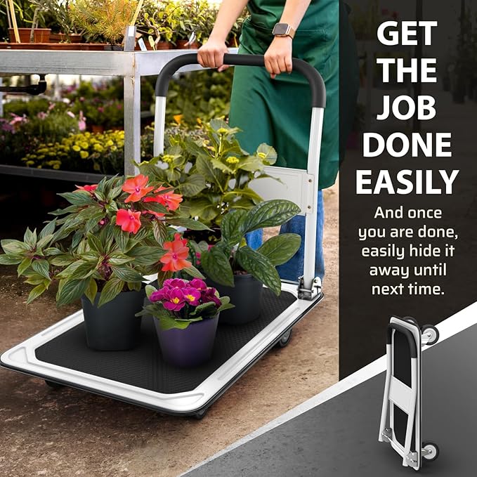 Heavy Duty Foldable Push Cart Dolly | 660 lbs. Capacity | Upgraded Collapsible - Image 6