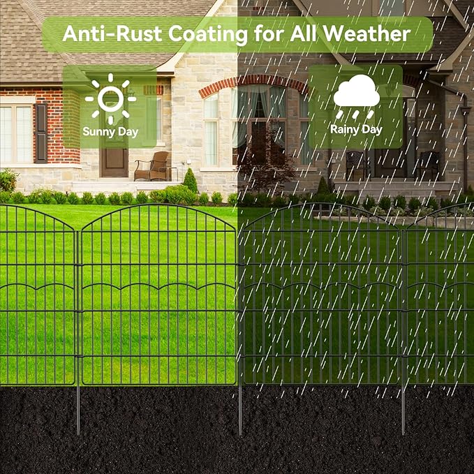 Decorative Garden Fence 6 Panels 6 Panels 13.4 ft×32in Metal Garden Fences - Image 4