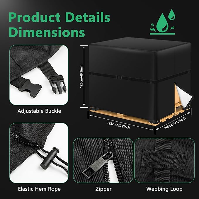 Zipper Pallet Cover, KY-HUAEN 900D Heavy Duty Pallet Covers Fits Large Pallets - Image 3