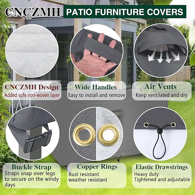 Square Heavy Duty Patio Table Covers Waterproof, 600D Outdoor Dining Table and - Image 5