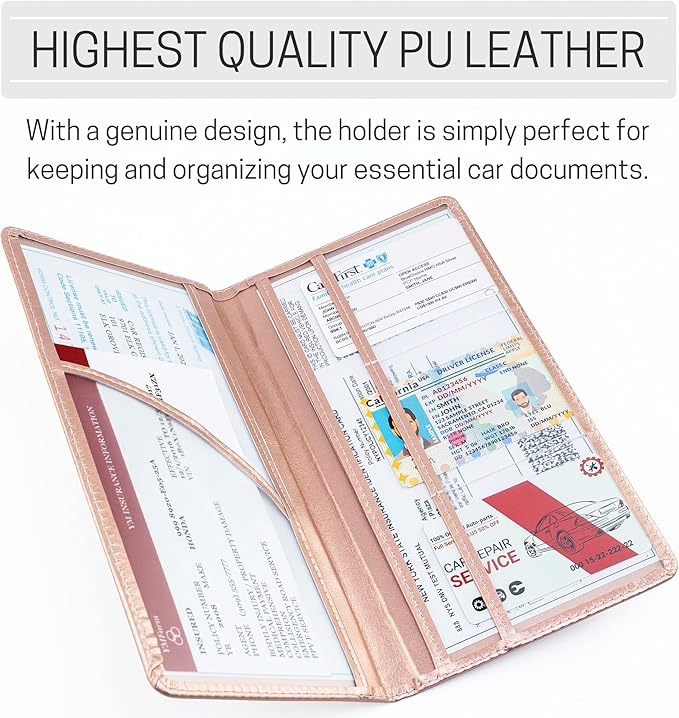 CANOPUS Car Registration and Insurance Holder, PU Leather Card Holder, Vehicle - Image 2