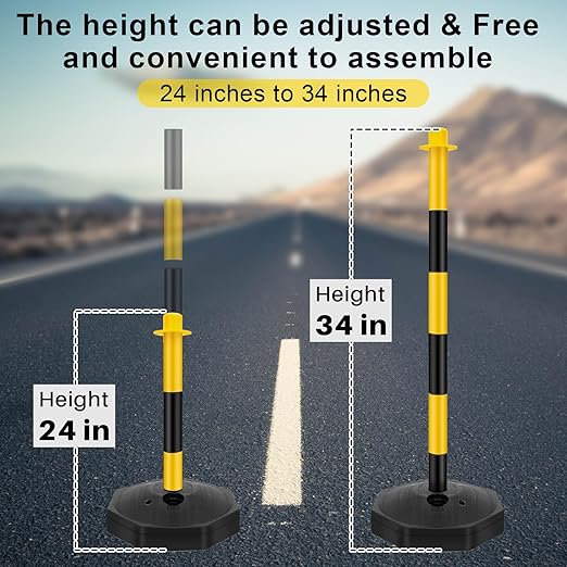 Konohan 2 Sets 34 Inch Parking Cone Delineators Post Traffic Cone Plastic - Image 3