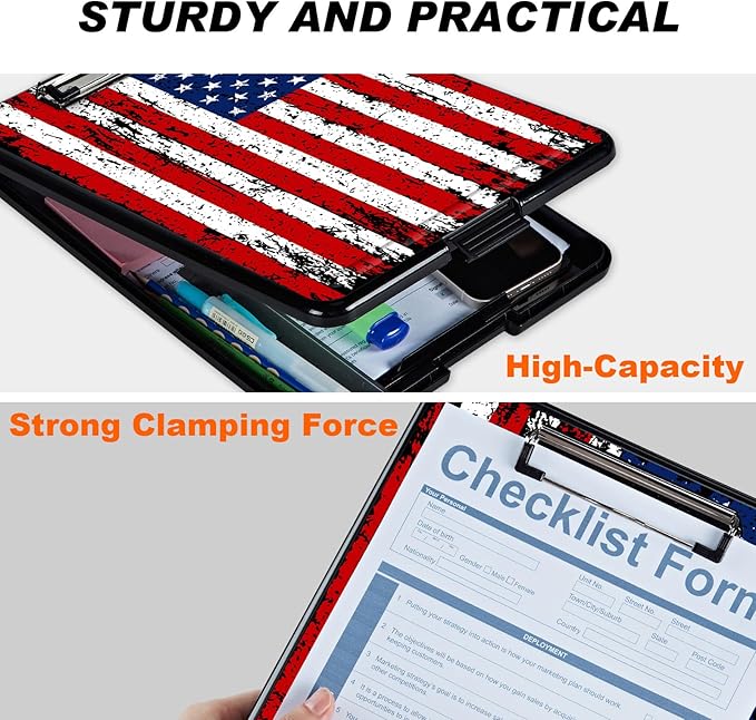 Clipboard with Storage, Hard Letter A4 Size Clip Board with Pen Holder & Paper - Image 3