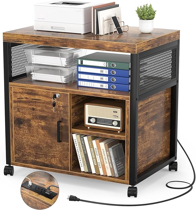 Unikito Rolling File Cabinet, Lateral Filing Cabinet on Wheels Mobile Office by Unikito