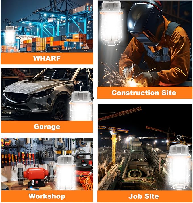 400W Construction Light, 56000lm LED Temporary Work Light, 5000K Daylight White - Image 6