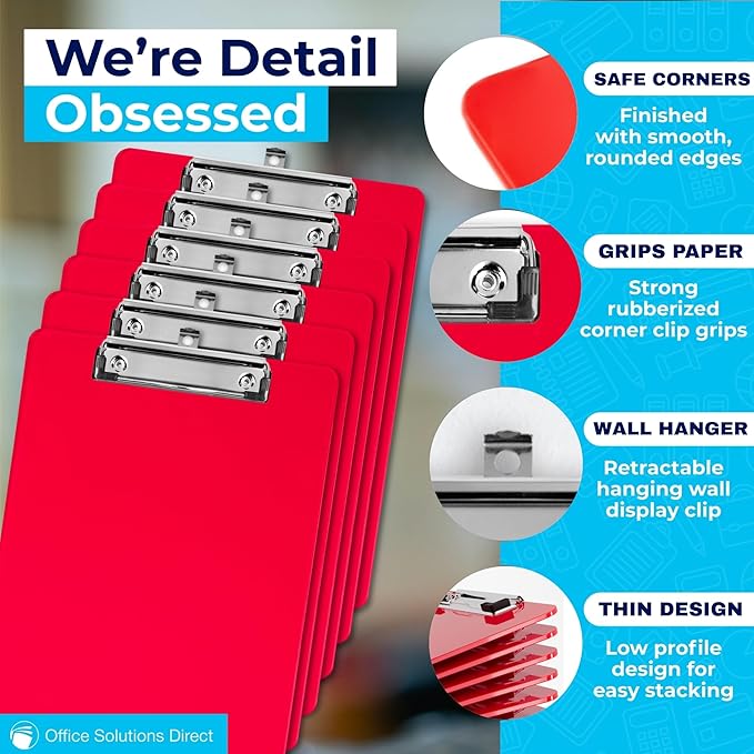 Plastic Clipboards Multi Pack Clipboard Strong 12.5 x 9 Inch | Holds 100 - Image 4