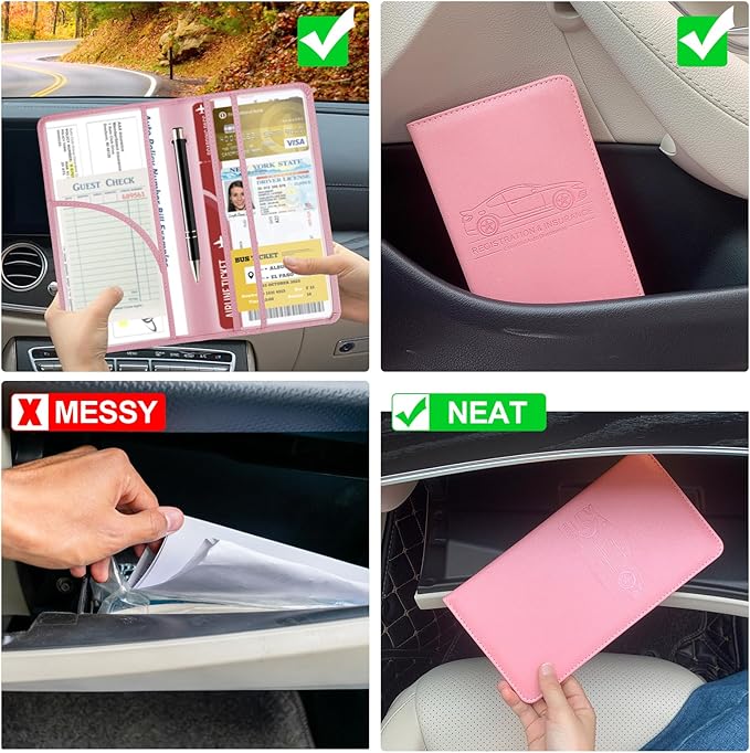 PLOJOP Car Registration and Insurance Card Holder, Leather License Document - Image 6