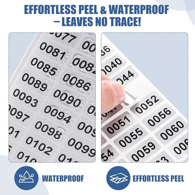 1-2000 Inventory Stickers, Waterproof Self-Adhesive Vinyl Number Stickers - Image 4