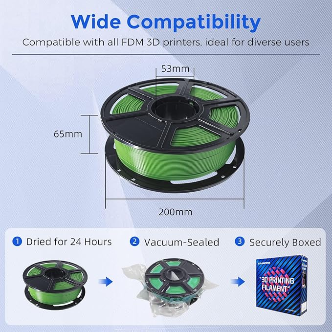 FLASHFORGE PETG Pro Filament 1.75mm Green, 3D Printer Filament 1kg Spool - Image 6