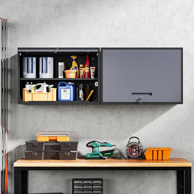 Yizosh Metal Wall Cabinet with Doors and Shelves, Wall Mounted Storage Cabinet - Image 2