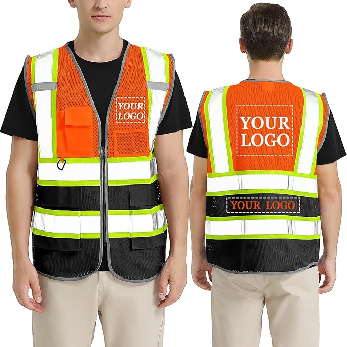 BeautyWill Custom Logo Safety Vest Class 2 High Visibility Reflective Vest by BeautyWill