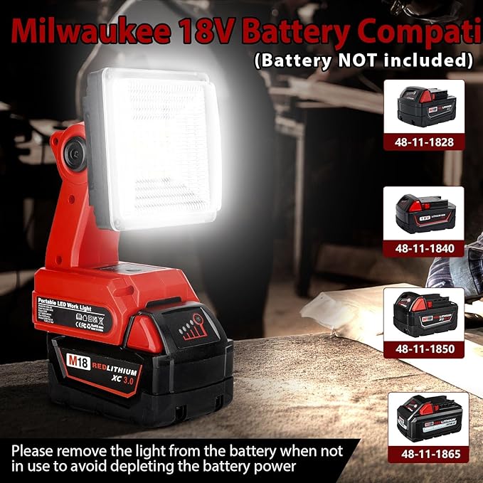 25W 2000LM Cordless LED Work Light - Image 5