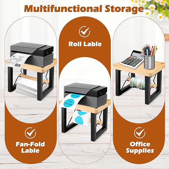 Shipping Label Holder for Thermal Printer, AHIER Wooden Thermal Label Holder - Image 7