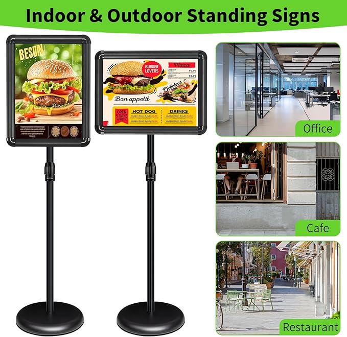 2Packs Adjustable Pedestal Sign Holder Stand 11''x17'', Floor Standing Poster - Image 2