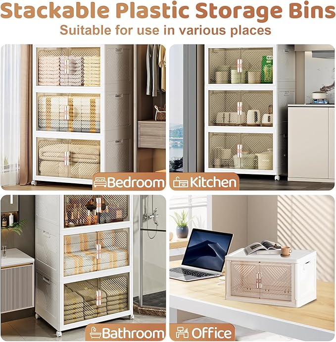 Storage Bins with Lid 48QT, Stackable Storage Containers with Wheels and - Image 5